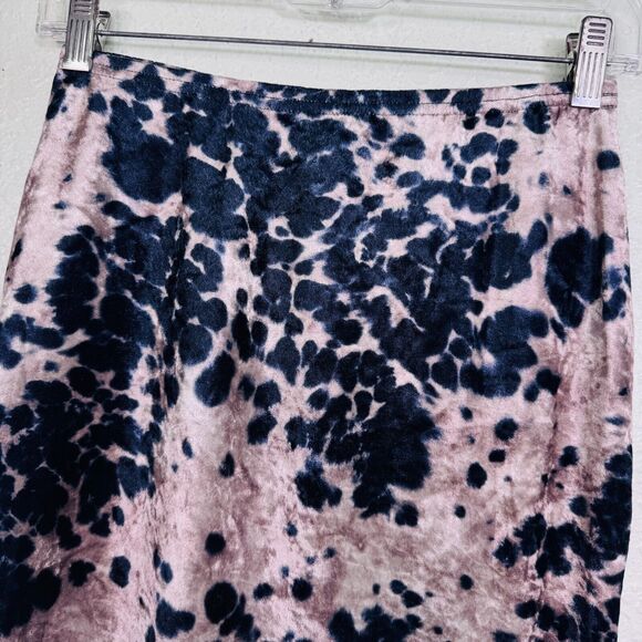 Vintage Y2K Skirt Womens Small Velvet Velour Spotted Pencil Mini Side Slit 90s - Picture 2 of 8